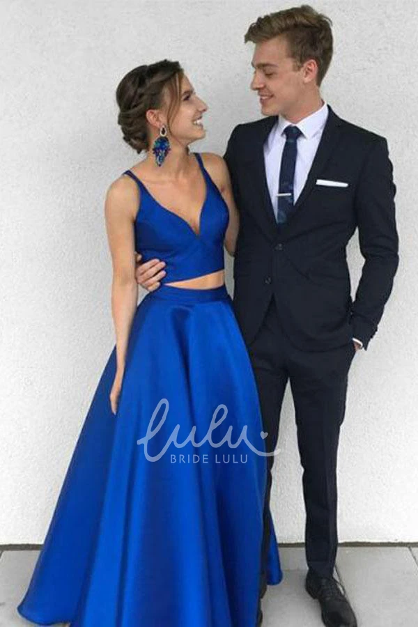 Two Piece Satin A-Line Bridesmaid Dress