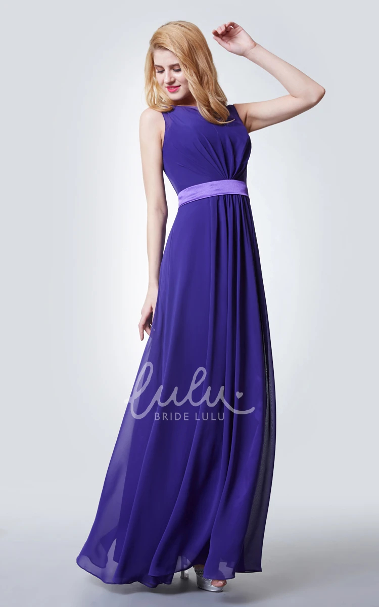 A-line Chiffon Bridesmaid Dress with Illusion Neckline
