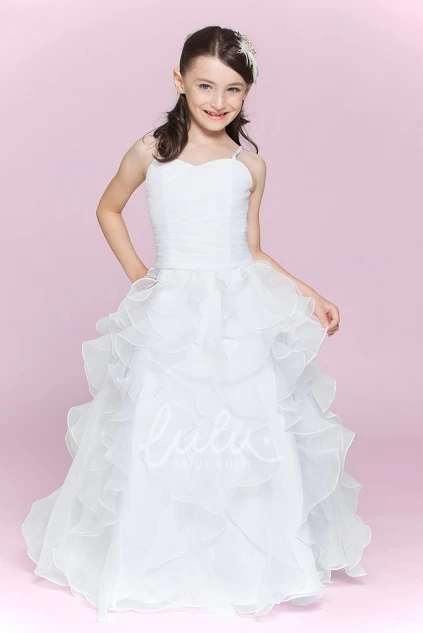 A-line Organza Tiers Flower Girl Dress with Spaghetti Straps