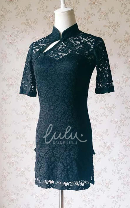 Short Black Lace Dress Chinese Style Custom Formal