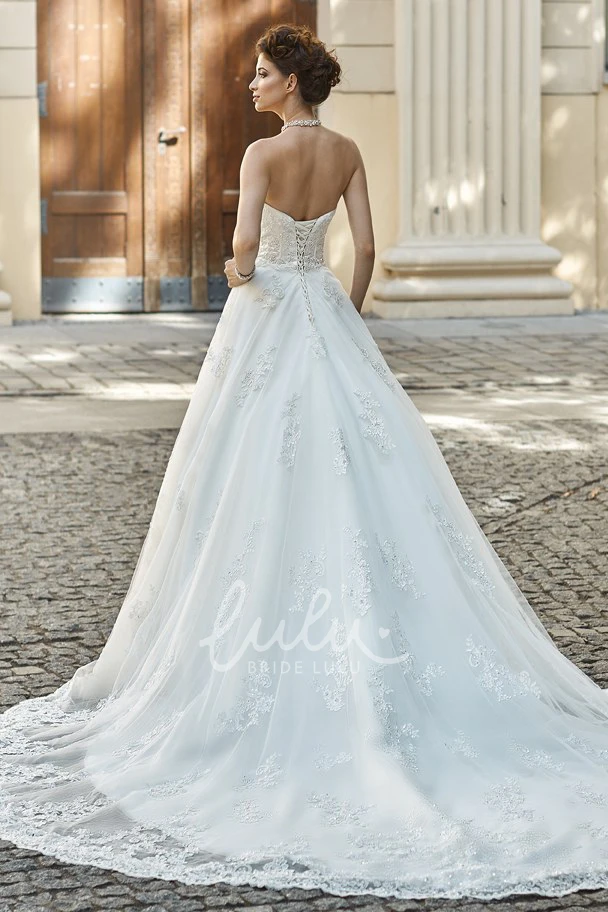 Sleeveless A-Line Wedding Dress with Sweetheart & Appliqued Lace