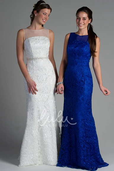Sleeveless Lace Illusion Sheath Bridesmaid Dress Elegant Bridesmaid Dress