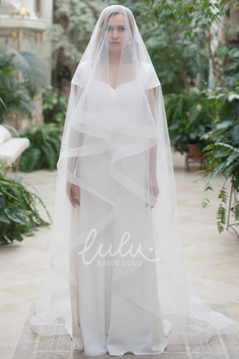 Soft Tulle Long Wedding Veil with Trailing