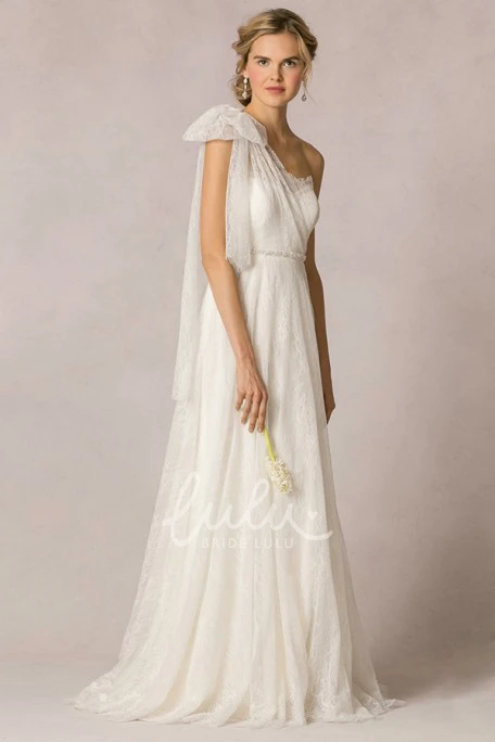 Floor-Length Strapless Lace A-Line Wedding Dress with Jeweled Details