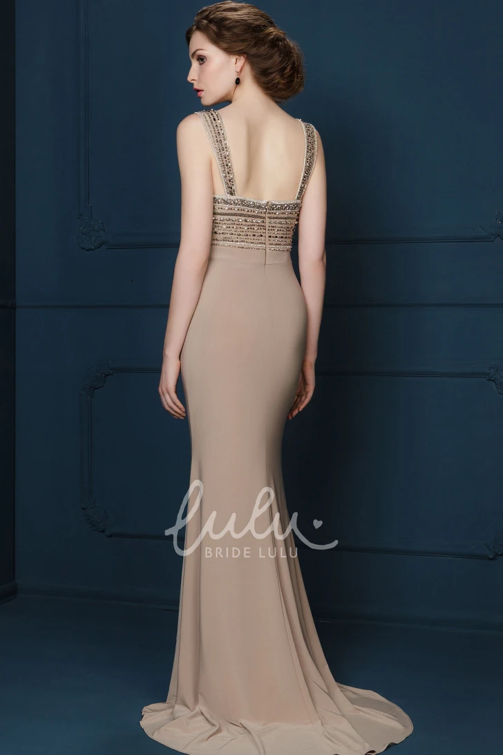 Beaded Sleeveless Floor-Length Sheath Evening Dress