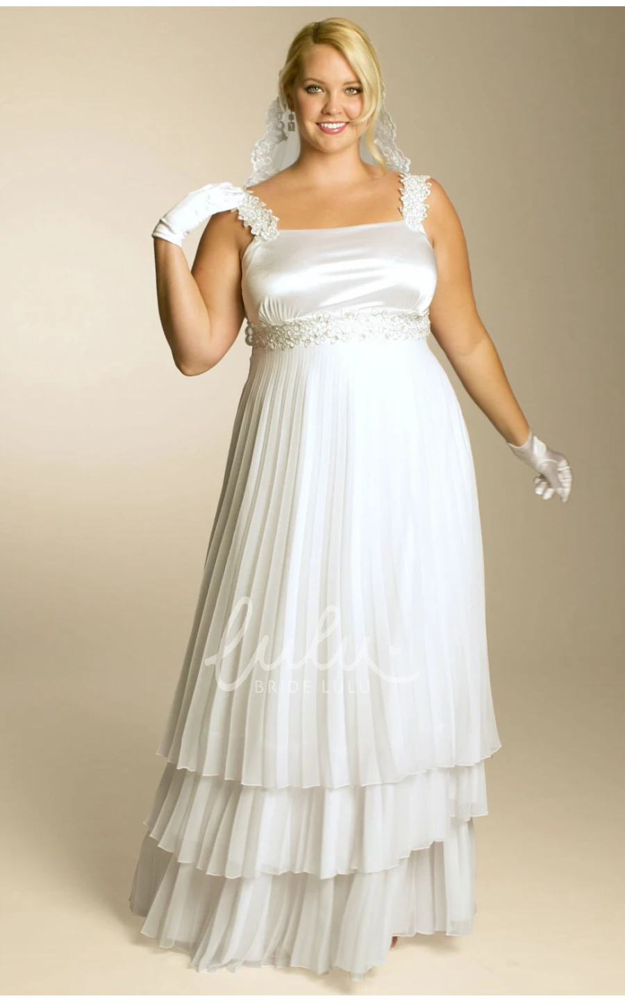 Empire Tiered Dress with Waist Jewelry and Pleats A-Line Style