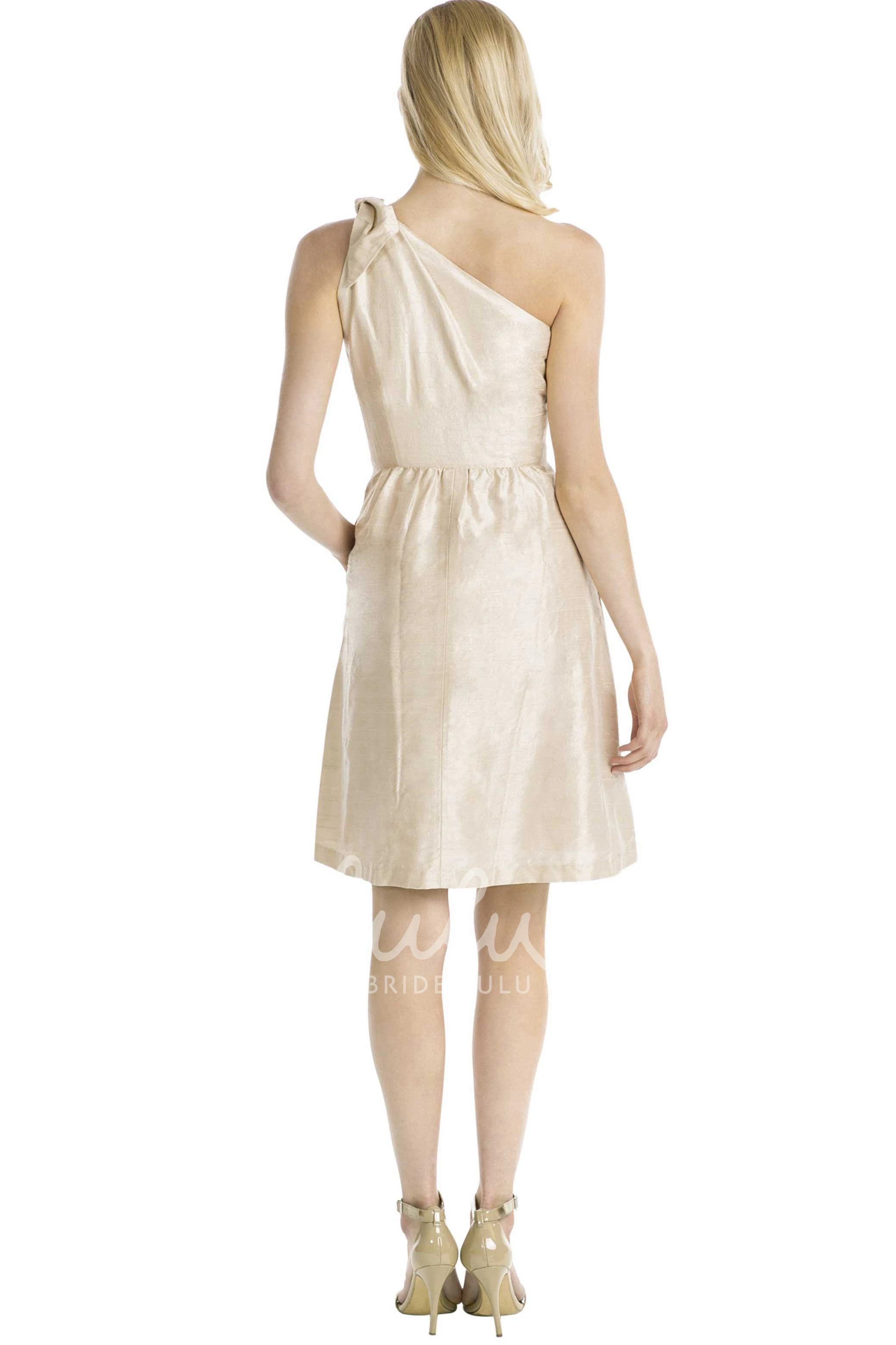 One-Shoulder Taffeta Multi-Color Bridesmaid Dress Mini Length