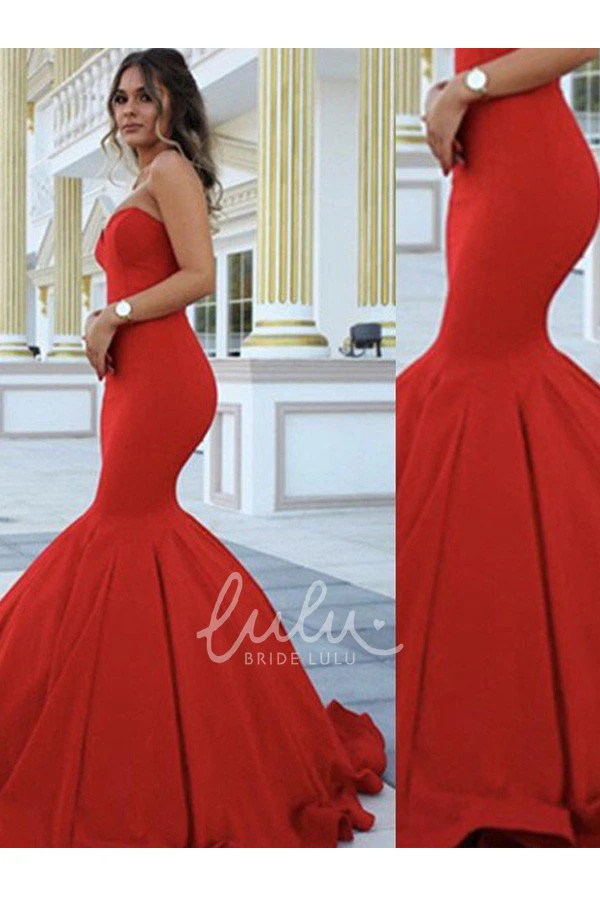 Sweetheart Satin Mermaid Formal Dress with Sweep Train