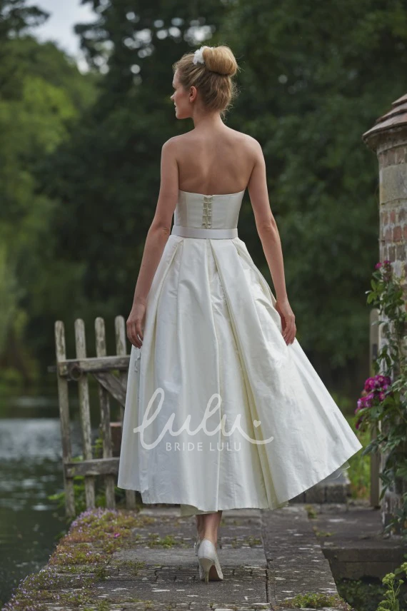 Sweetheart Taffeta Wedding Dress with Tea-Length Hemline