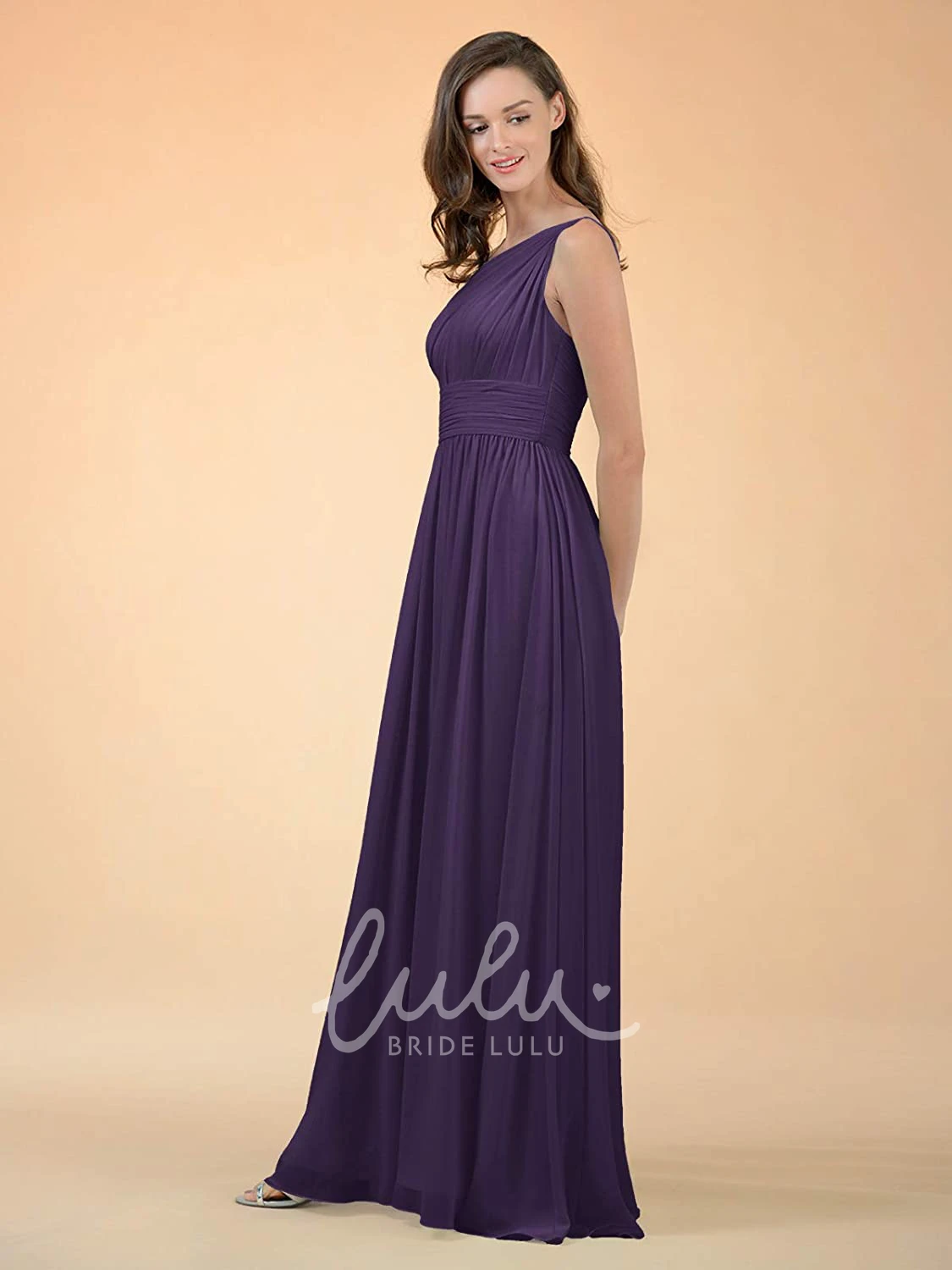 Chiffon One-Shoulder A-Line Bridesmaid Dress with Ruching Simple & Elegant