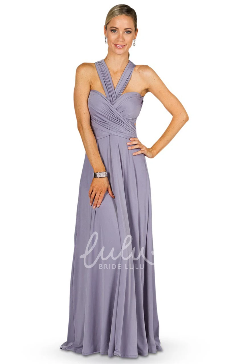 A-Line Floor-Length Haltered Chiffon Bridesmaid Dress Simple and Classy