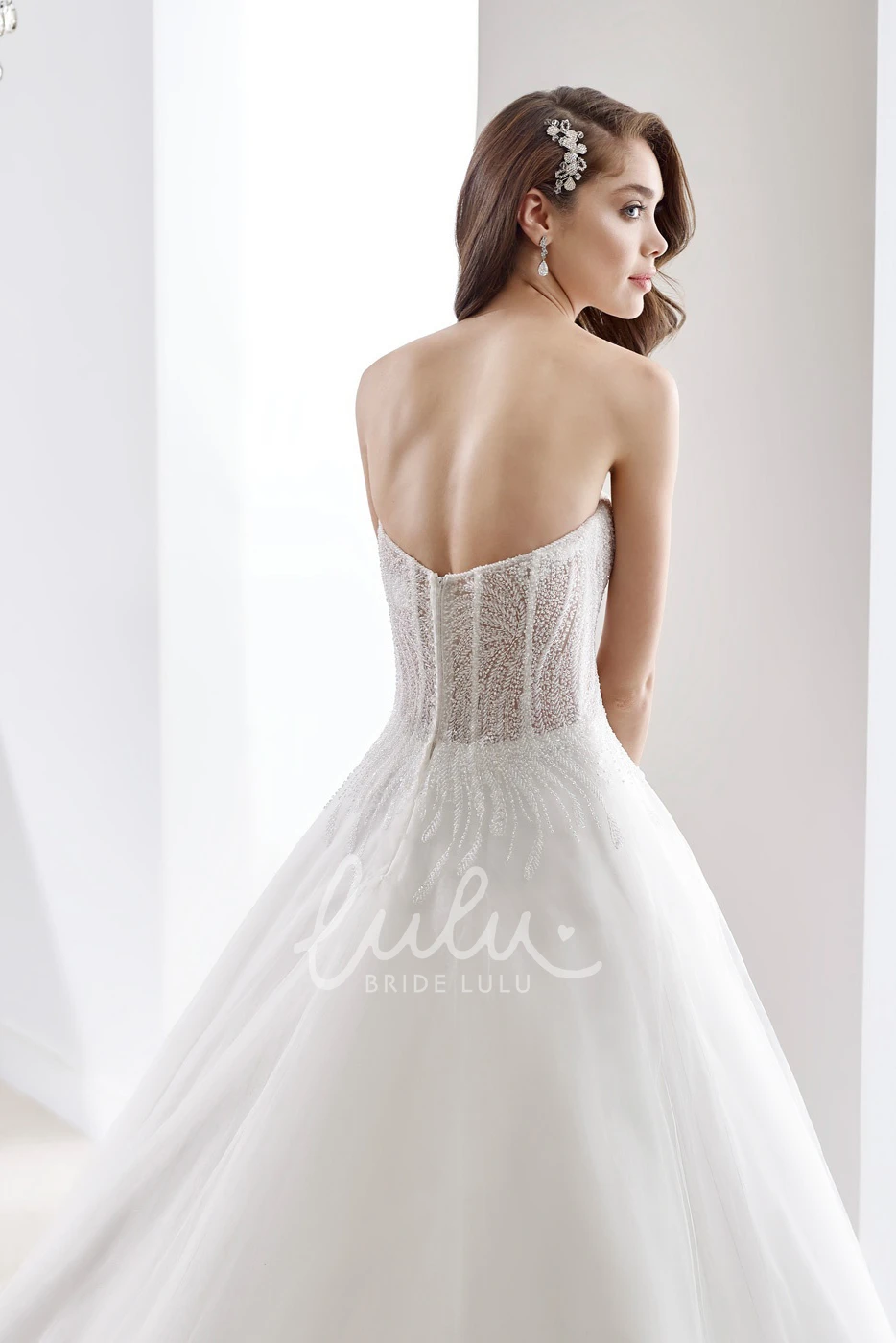 Corset Bodice Open Back Sweetheart A-line Beaded Wedding Dress