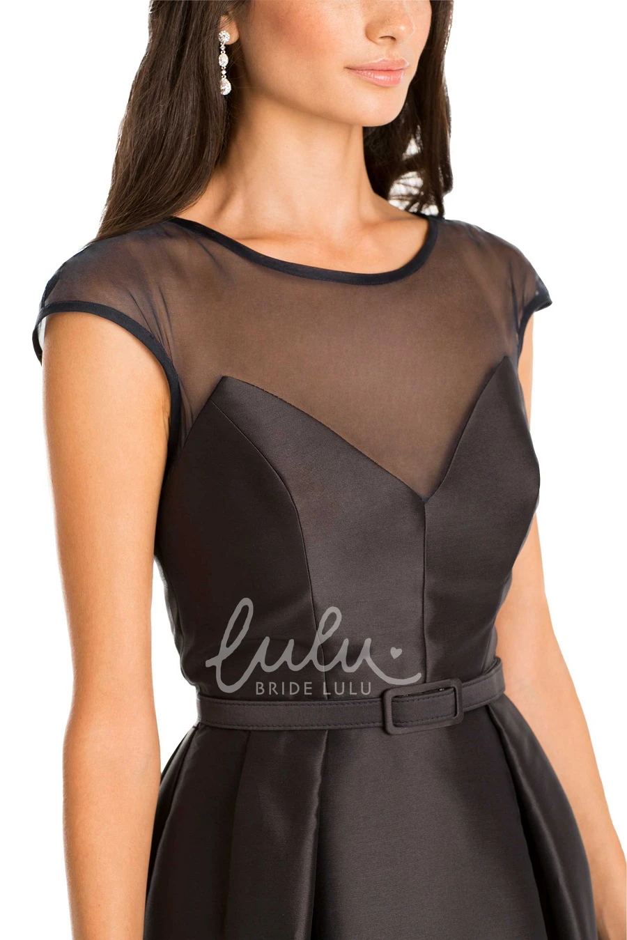 Cap Sleeve Satin Multi-Color Bridesmaid Dress Mini A-Line with Ribbon Detail