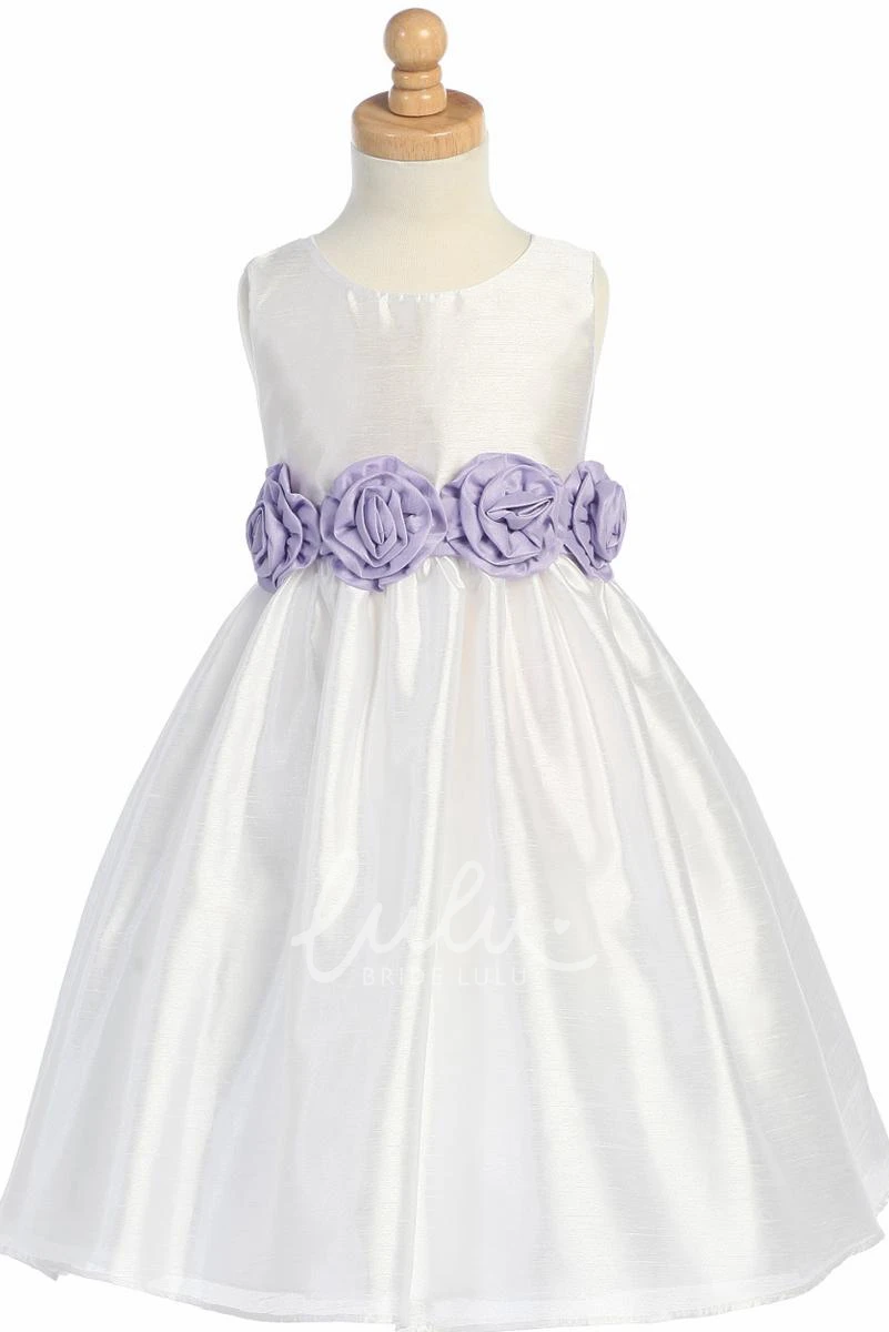 Tiered Organza Flower Girl Dress Tea-Length