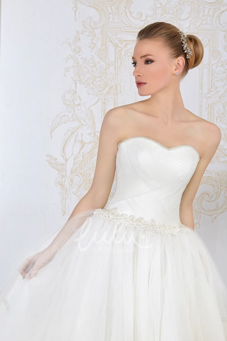 Waist Jewellery Ruched Sweetheart Sleeveless Tulle Ball Gown Wedding Dress