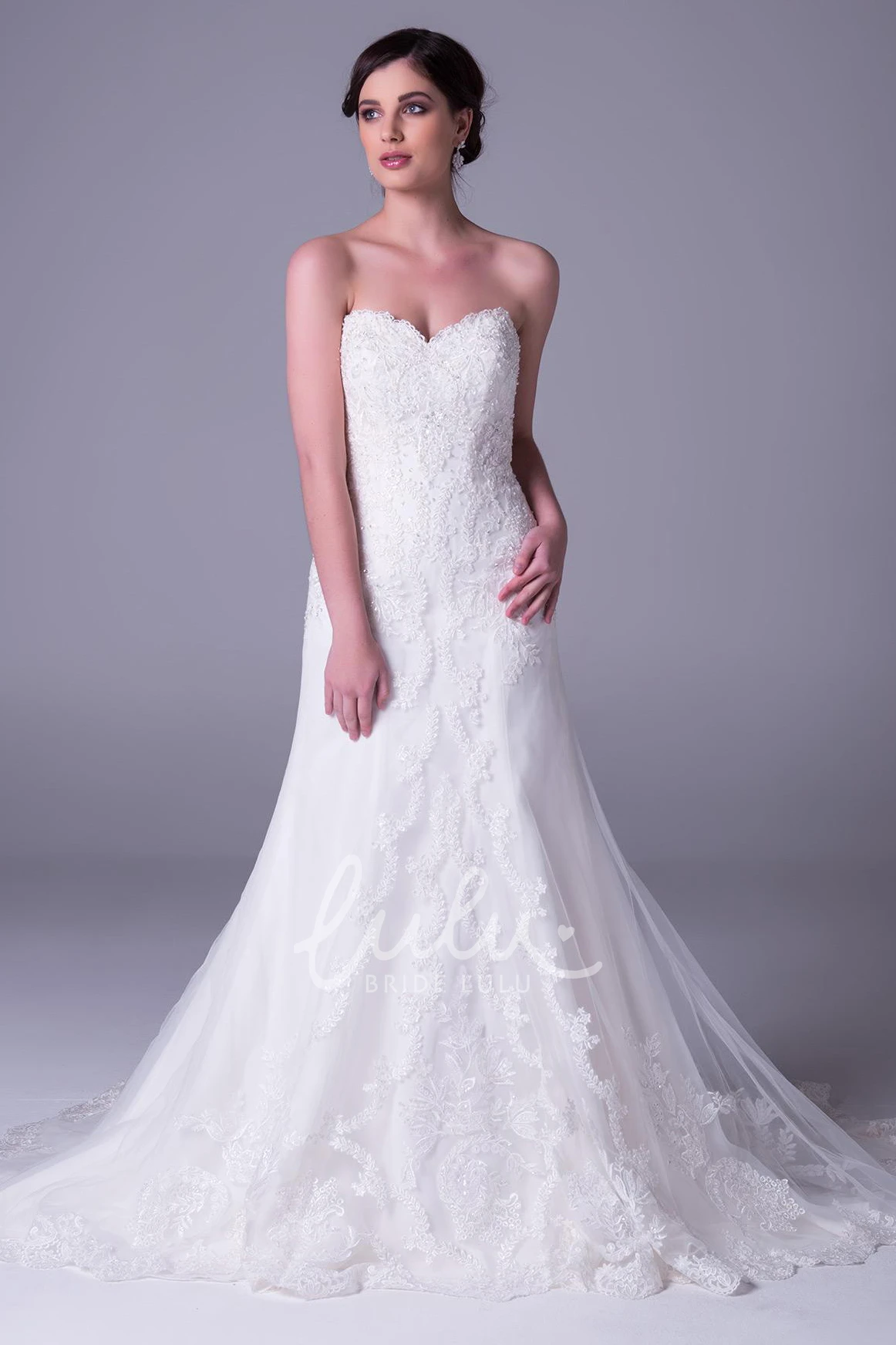 Lace A-Line Wedding Dress with Sweetheart Neckline and V-Back