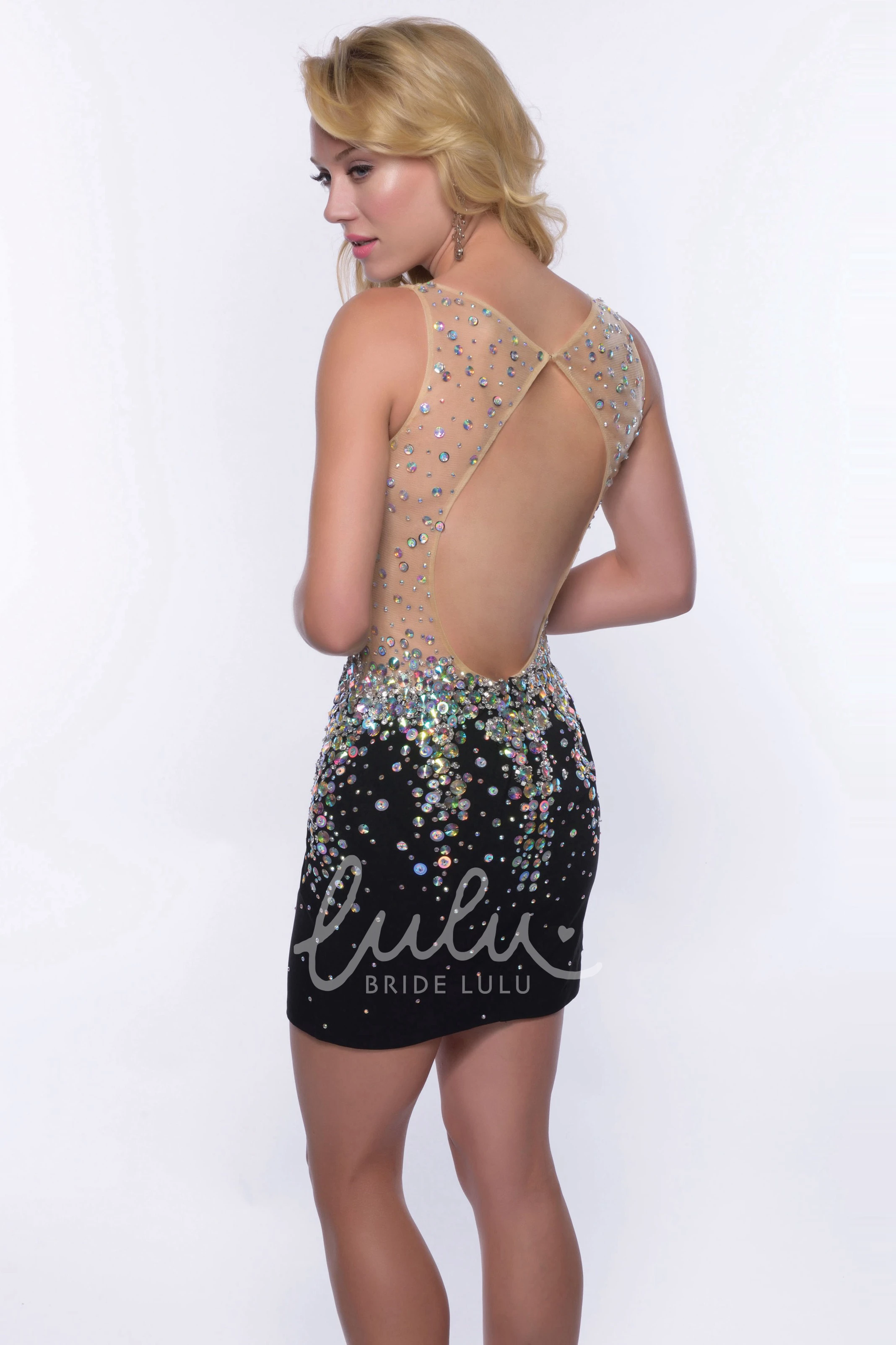 Sheath Sequined Short Homecoming Dress with Keyhole Back Sparkly Homecoming Dress
