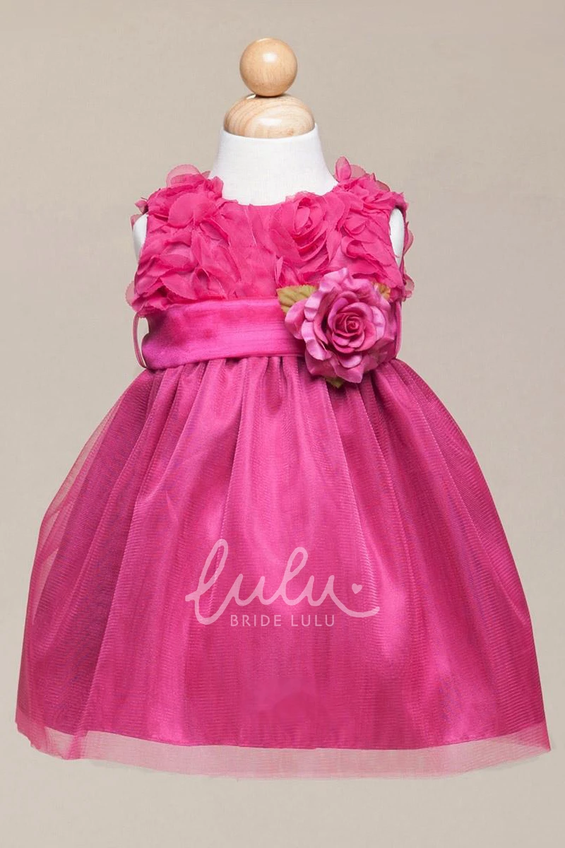 Empire Tiered Tulle Flower Girl Dress Floral Embroidered Elegant