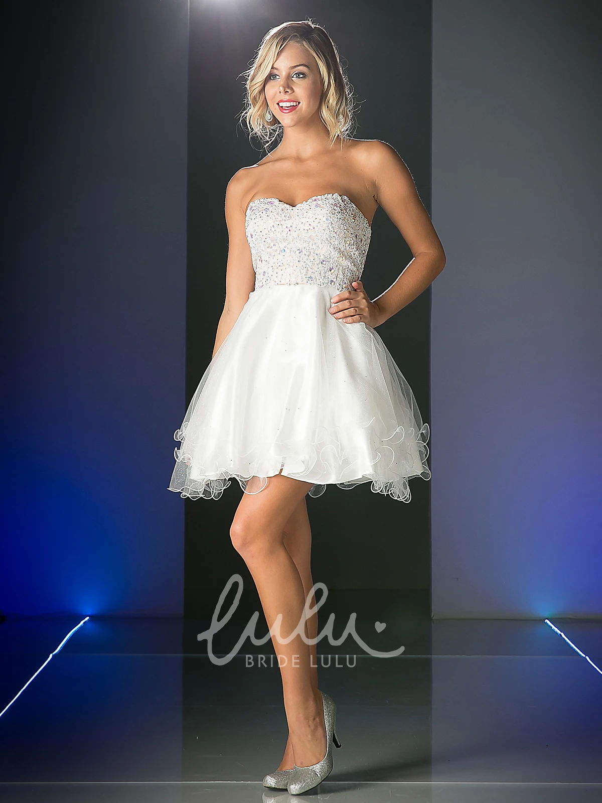 A-Line Backless Short Dress with Beading and Ruffles Bridesmaid Dress