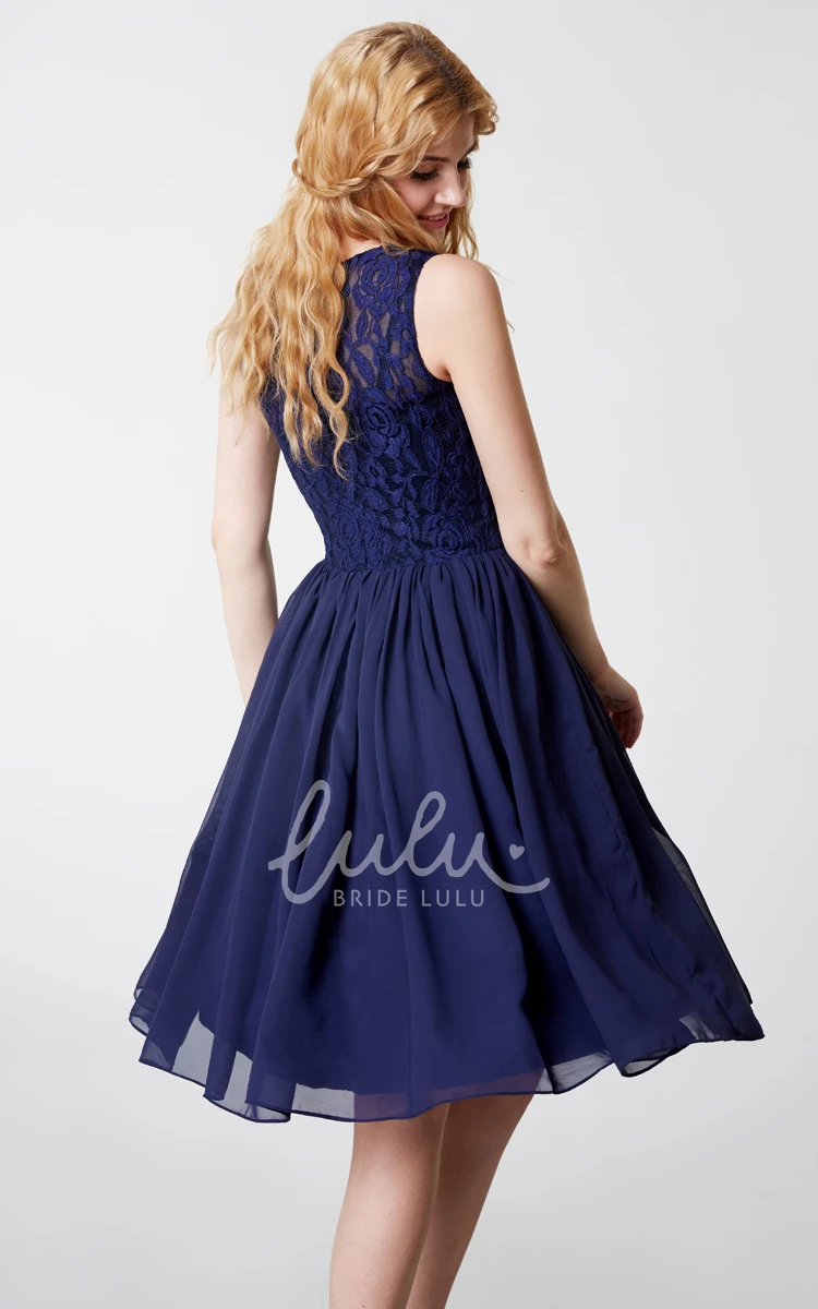 Floral Sleeveless Chiffon Knee Length Bridesmaid Dress with Keyhole 2025 Women's Collection