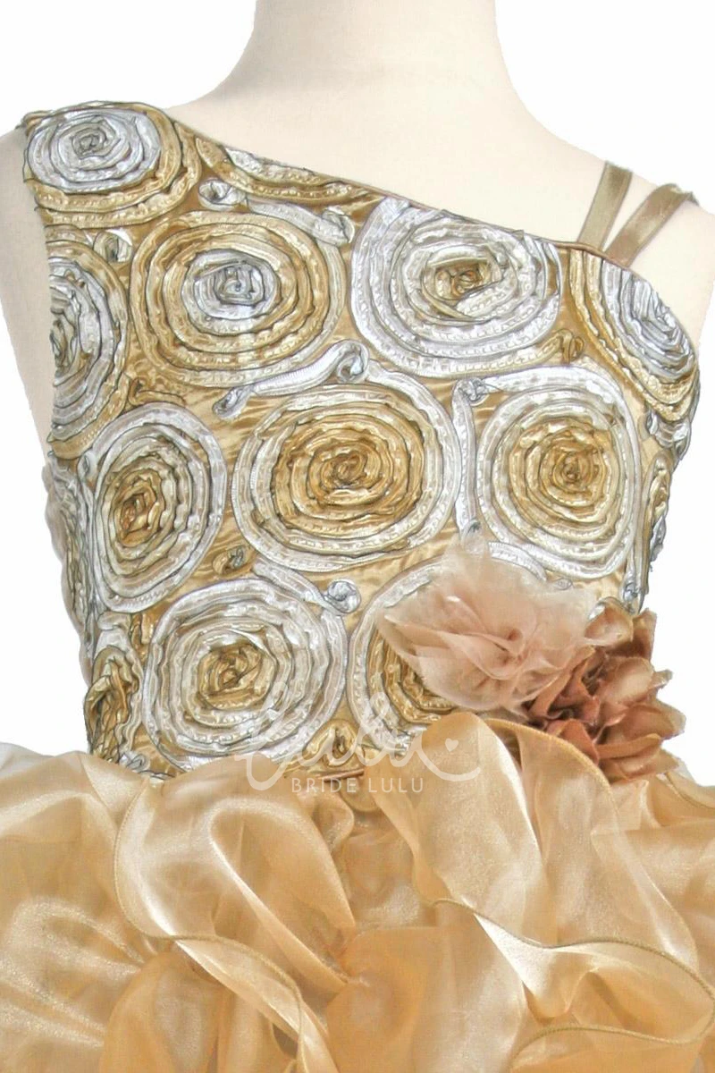 Long Tiered Organza Floral Dress for Flower Girls