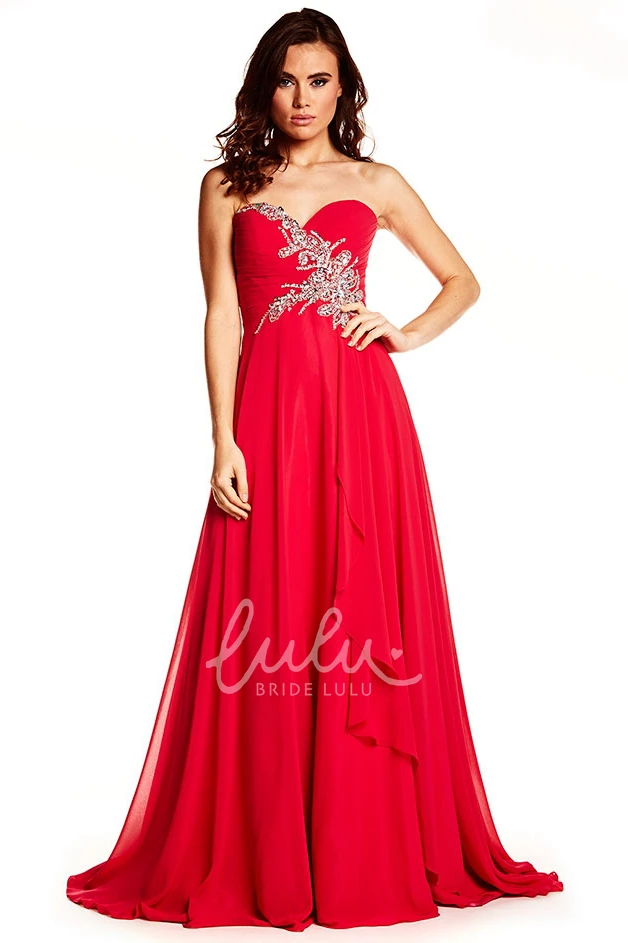 Maxi Sweetheart Beaded Chiffon Prom Dress with Sleeveless Glamour