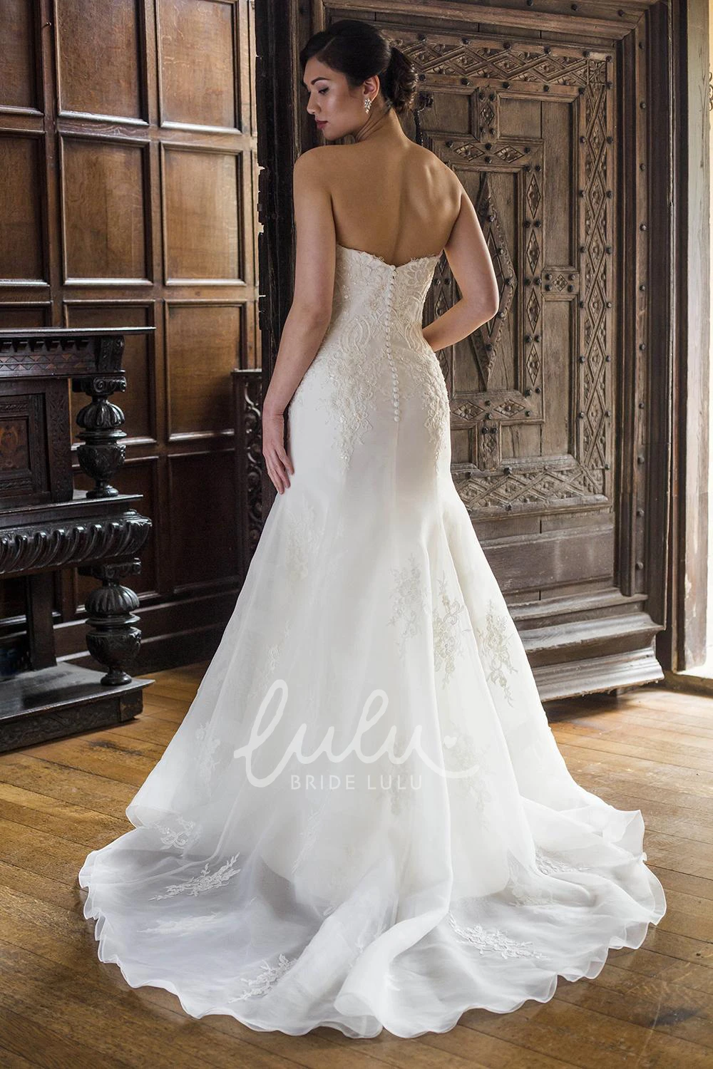 Strapless Mermaid Wedding Dress Appliqued with Beading Floor-Length