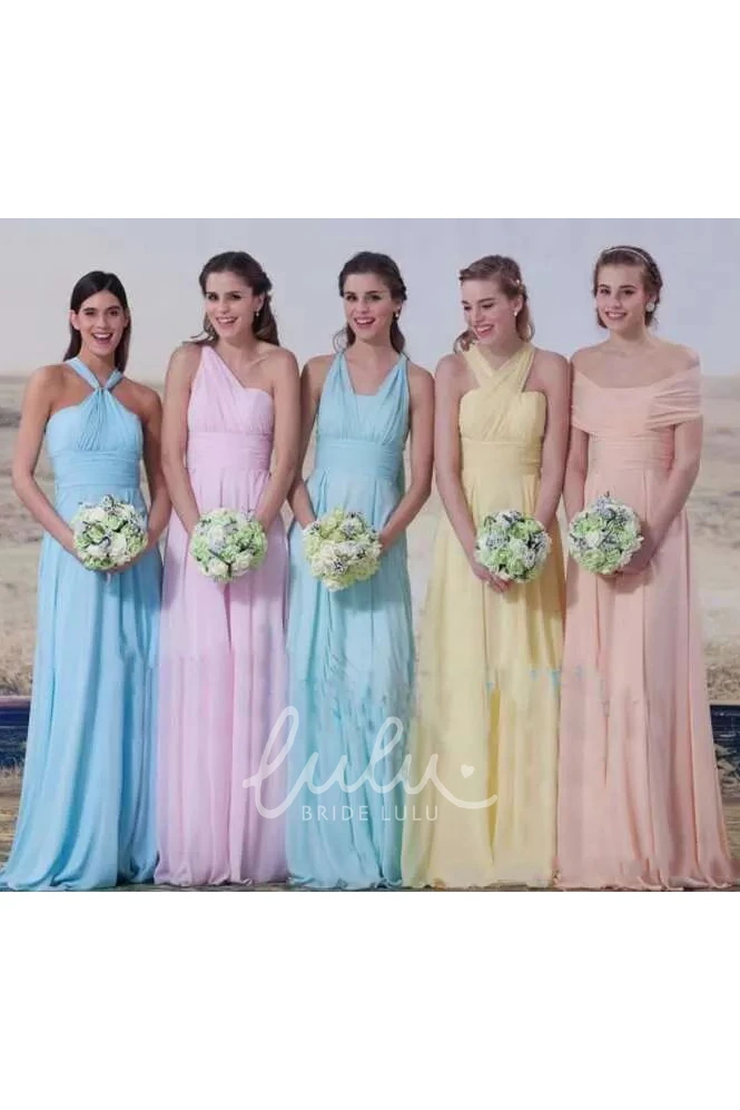 Halter Chiffon Bridesmaid Dress A-line Floor-length Pleated