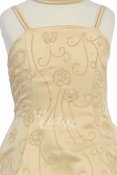 Ankle-Length Beaded Sequin Floral Flower Girl Dress Unique 2025