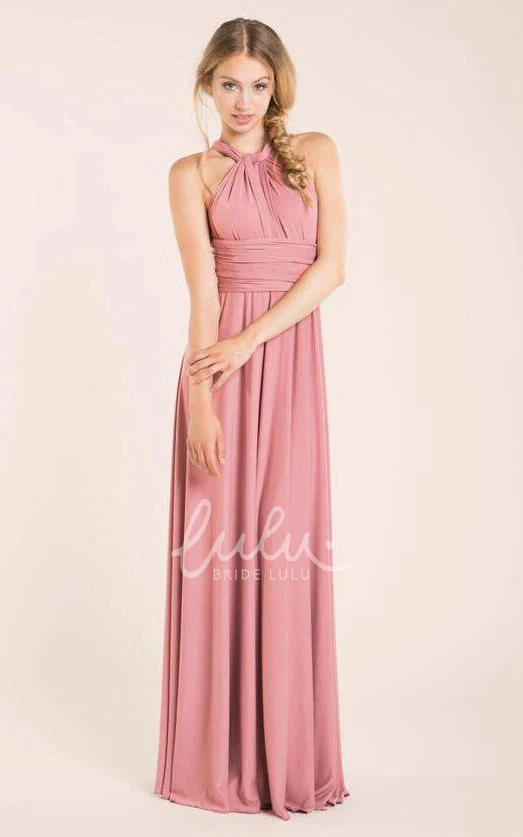 Halter Floor-length Infinity Bridesmaid Dress with Flowy Chiffon Fabric