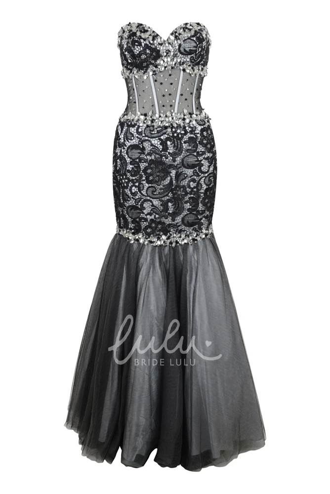 Sleeveless Sweetheart Mermaid Prom Dress with Tulle & Satin Stunning Prom Dress