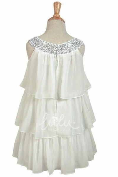 Chiffon Sequin Embroidered Flower Girl Dress Elegant Wedding Dress for Girls