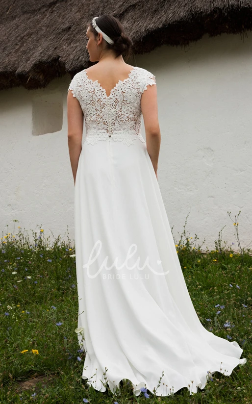 Chiffon Scalloped Sleeveless A-Line Wedding Dress Simple & Sophisticated