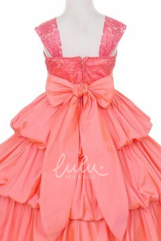 Lace Flower Girl Dress Ankle-Length with Sash and Bow