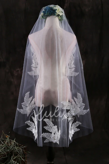 Handmade Flower Lace Applique Wedding Veil for Brides