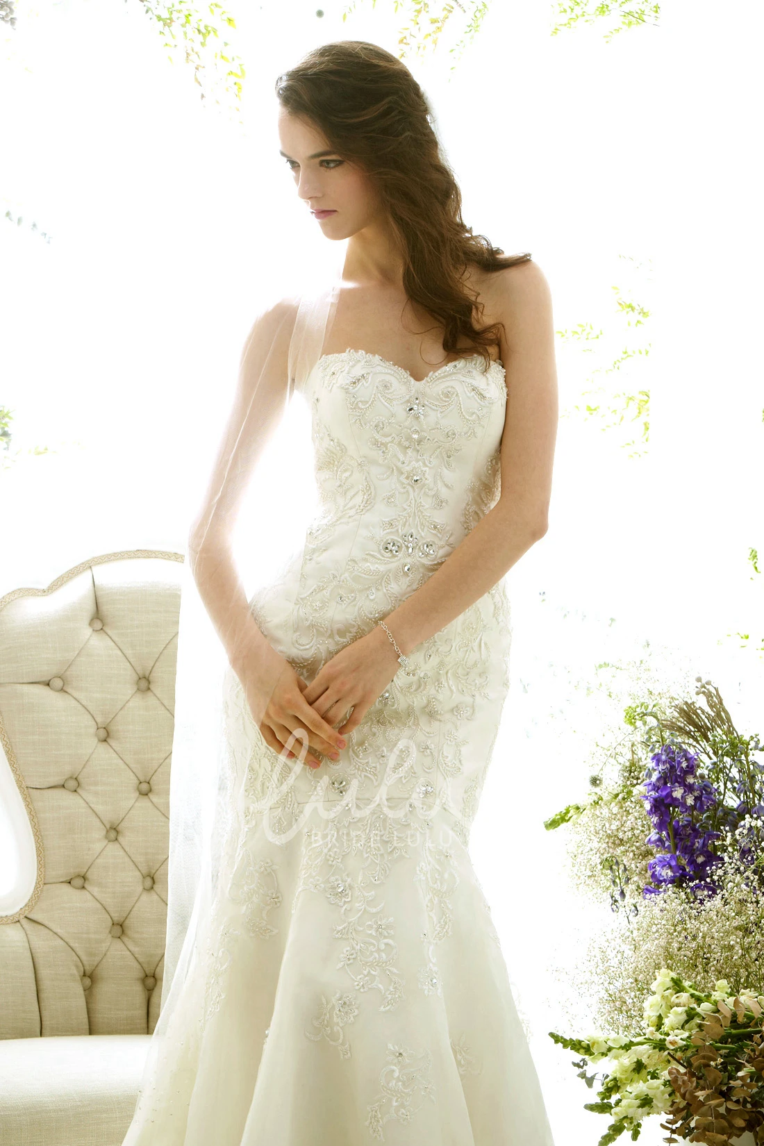 Sweetheart Trumpet Wedding Dress with Backless Style Beaded Bridal Gown