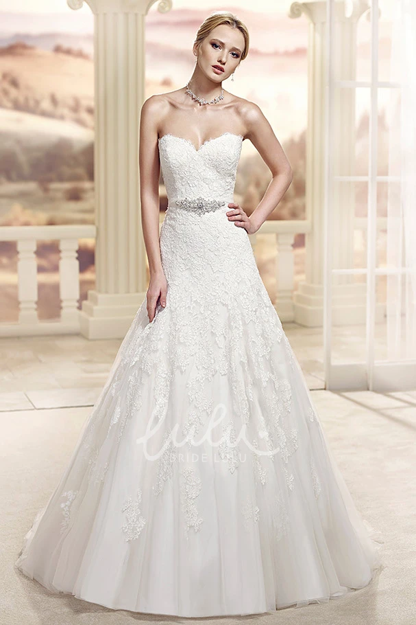 Jeweled Sweetheart Tulle&Lace Ball Gown Wedding Dress
