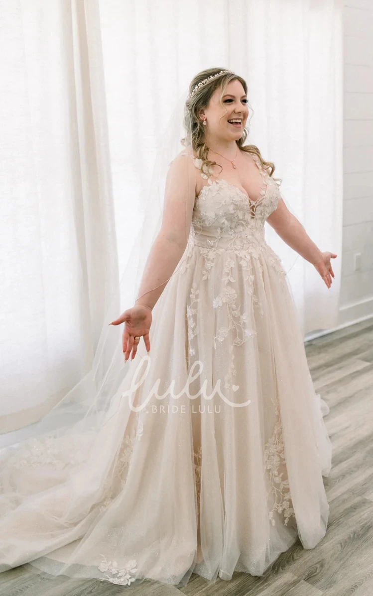 Bohemian Plus Size Chiffon V-neck Wedding Dress Court Train with Beading Sequins