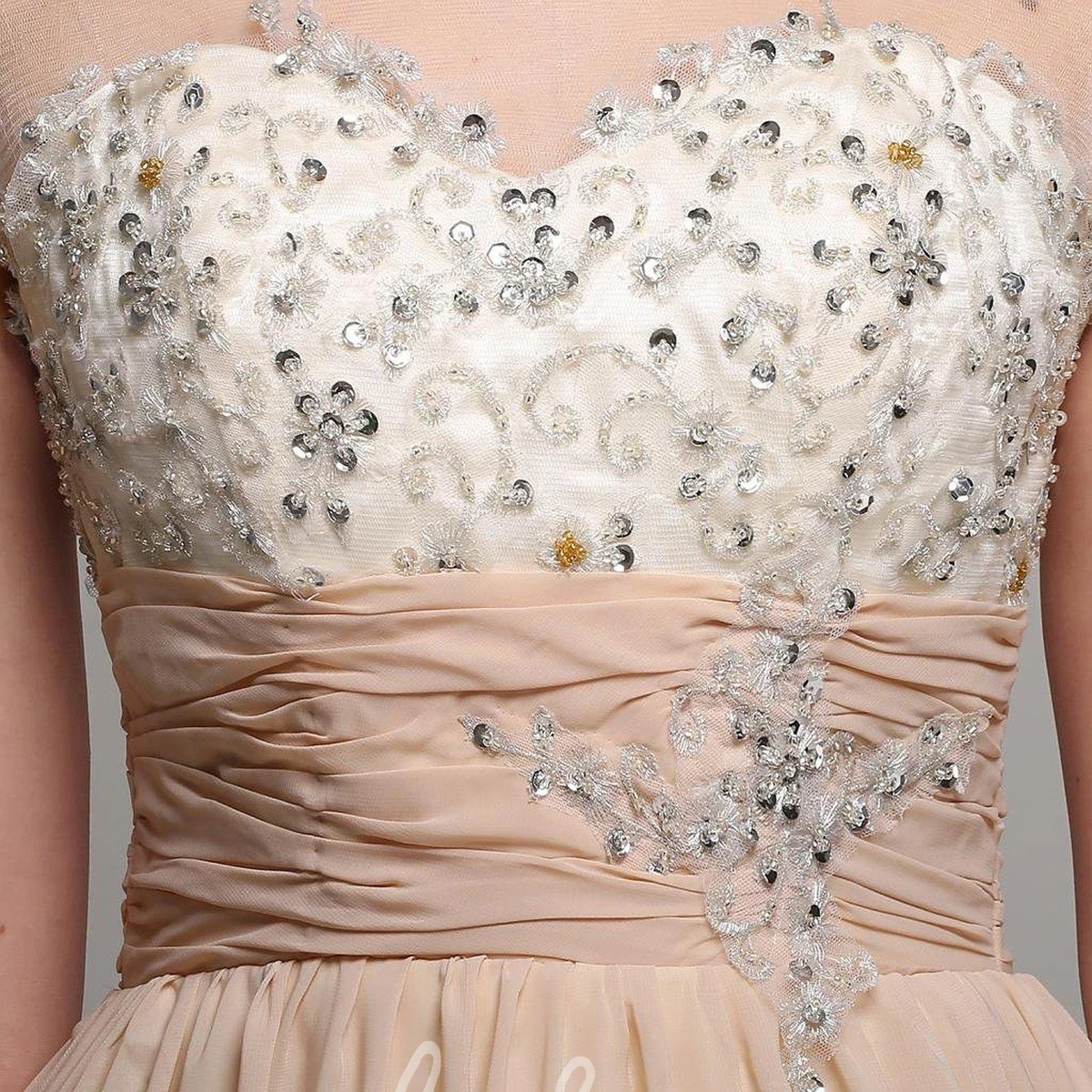 A-line Chiffon Sequin Bridesmaid Dress with Cap Sleeves