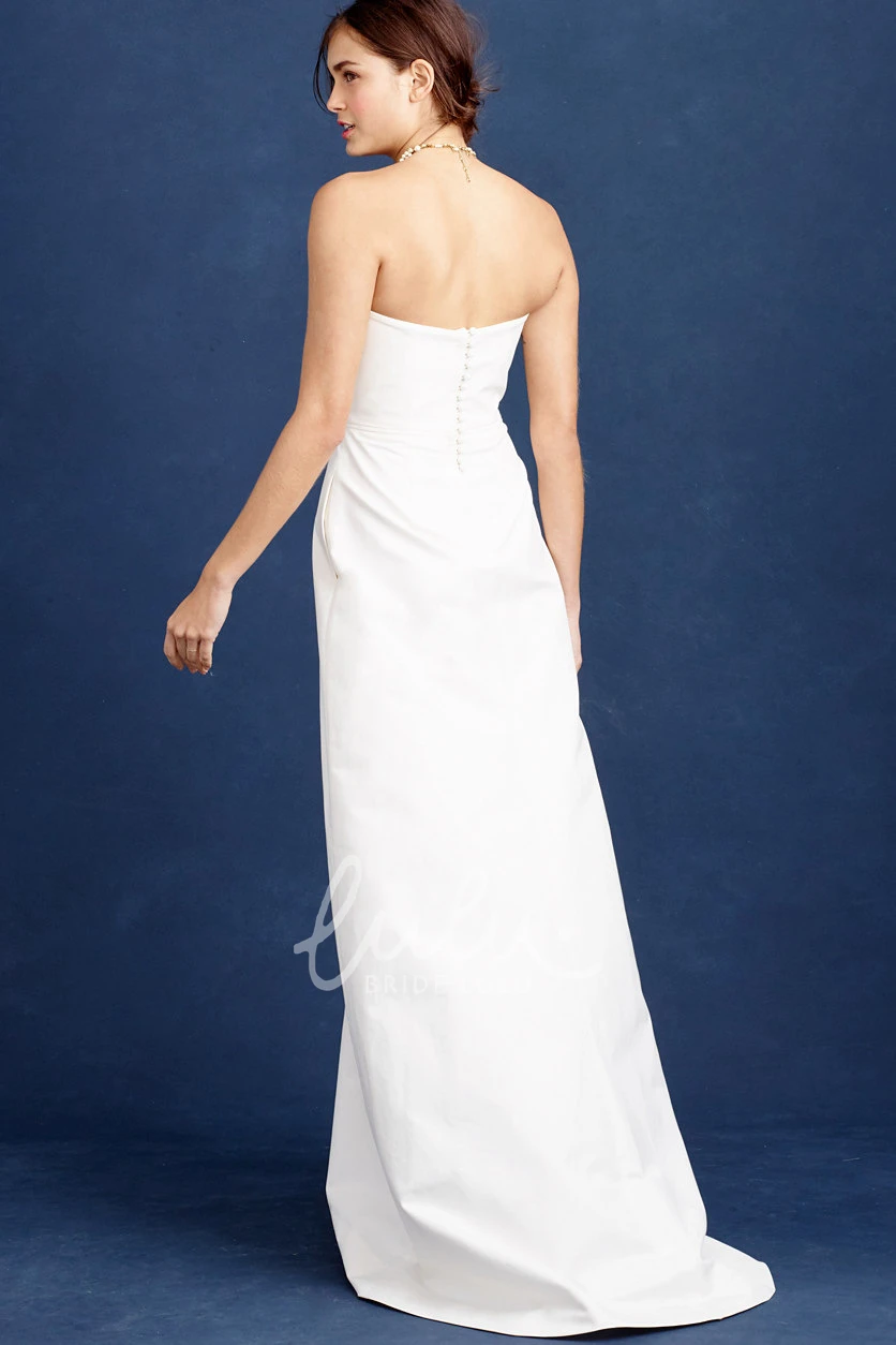 Strapless Satin Sheath Wedding Dress with Floor-Length and Sleeveless Design
