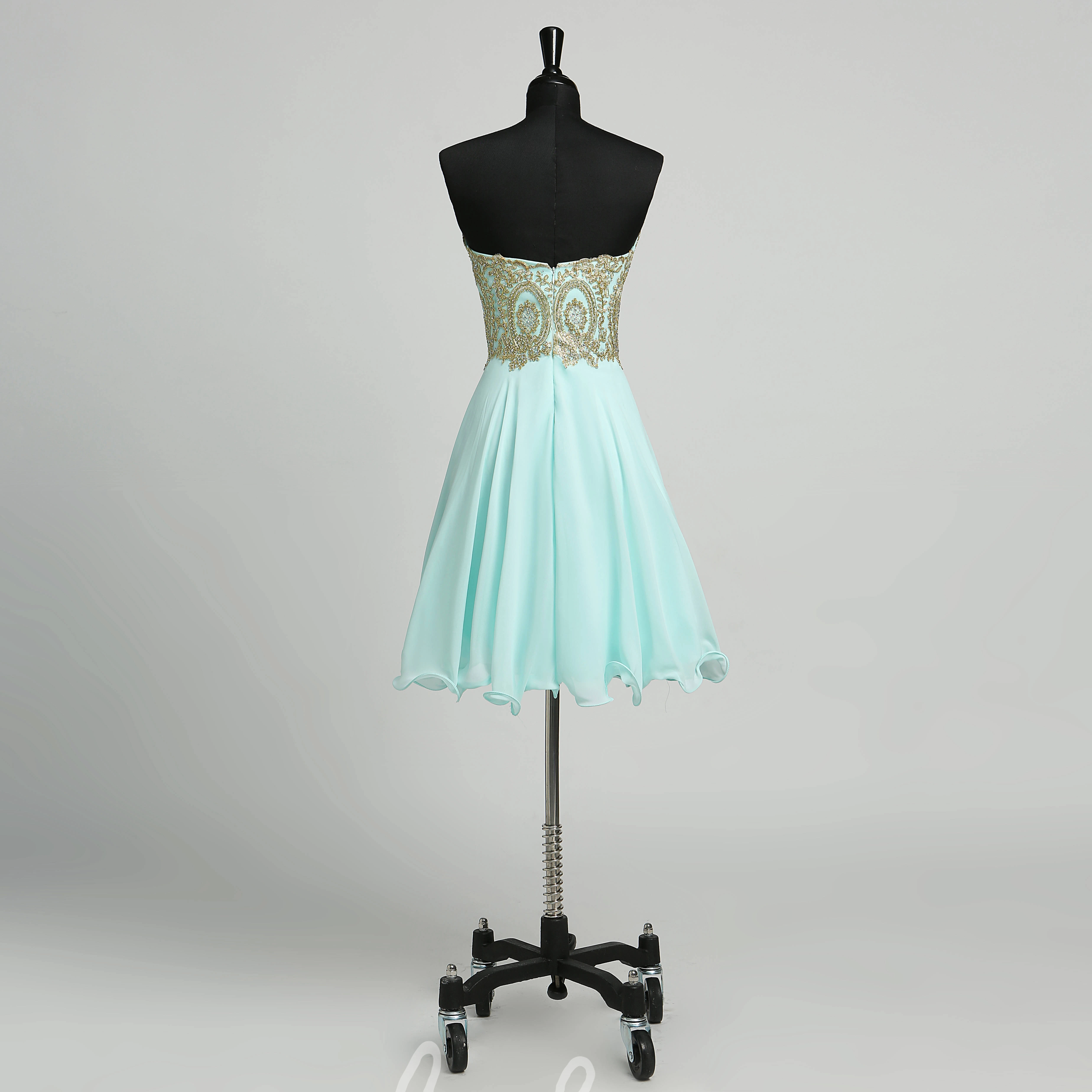 Sexy Chiffon Sheath Strapless Prom Dress with Beading and Open Back