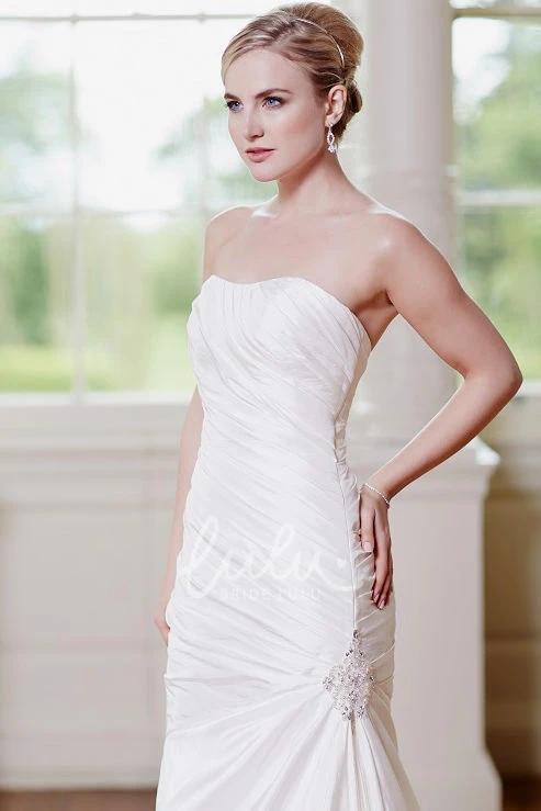 Taffeta Mermaid Lace Up Wedding Dress with Side Draping