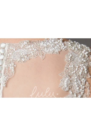 Lace A-Line Wedding Dress with Jewel Neckline and Pearl Detail