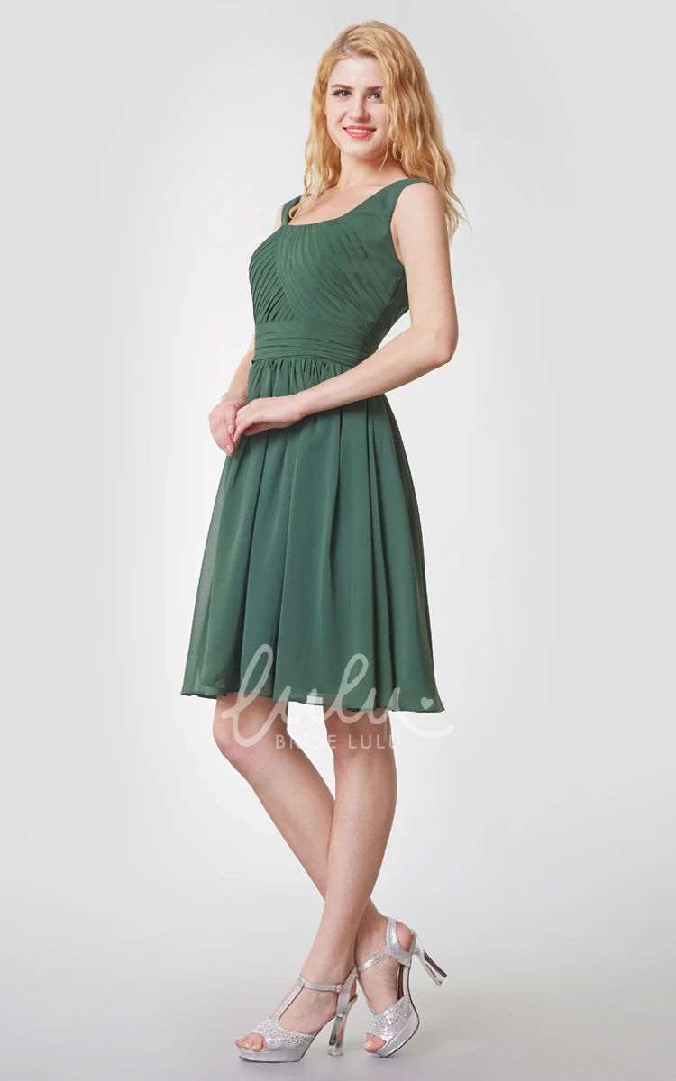 Knee Length Chiffon Bridesmaid Dress with Ruching Classy Sleeveless Bridesmaid Dress