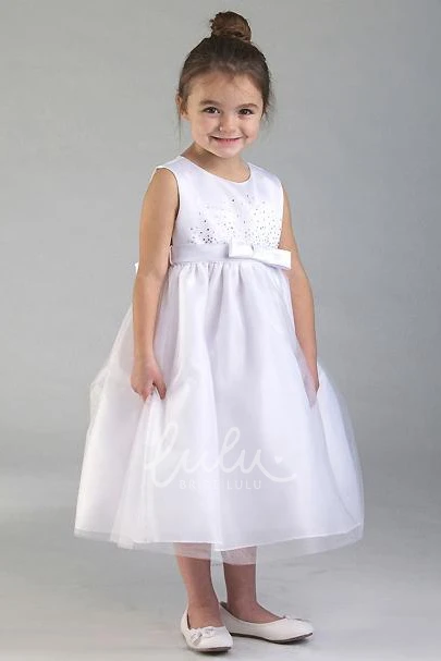 Tiered Tulle Sequin Flower Girl Dress Tea-Length Elegant 2025