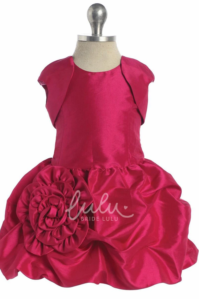 Floral Lace&Taffeta Flower Girl Dress with Pick Up Mini Bolero Floral