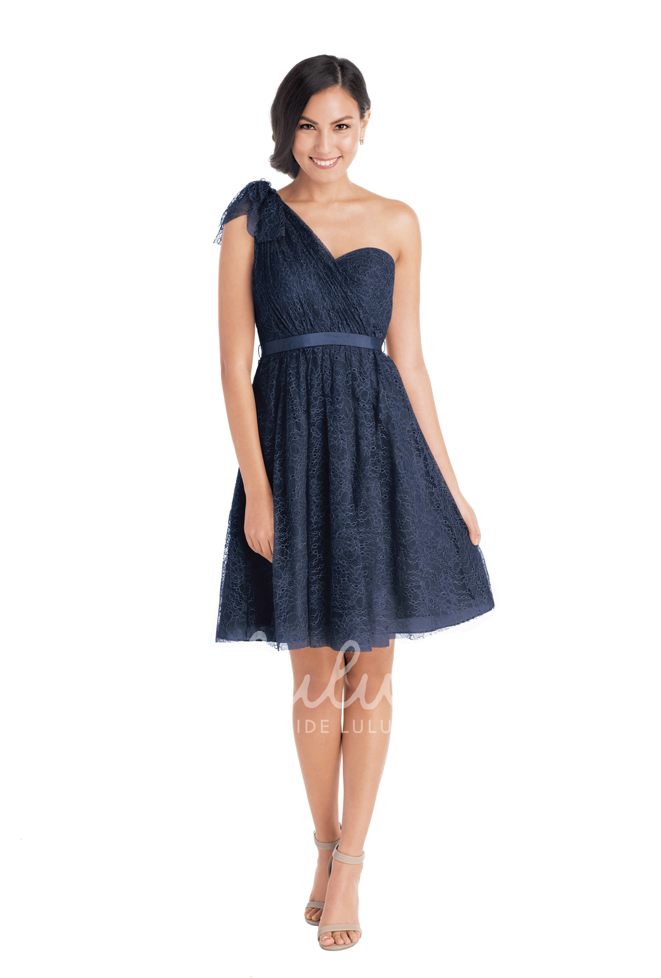Ribboned Lace Cap Sleeve Sweetheart Short Bridesmaid Dress in Multiple Colors