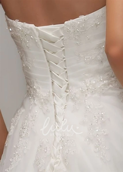 Beaded A-Line Sweetheart Tulle Wedding Dress with Criss-Cross and Lace-Up