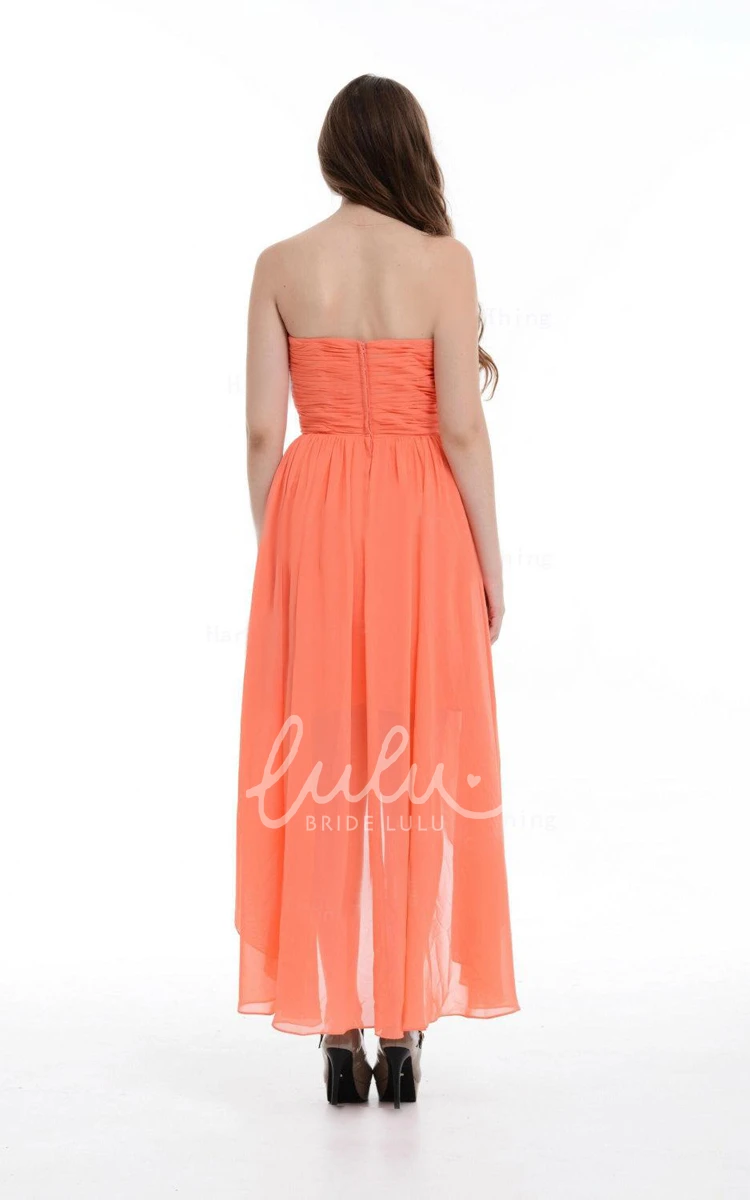 Sweetheart Chiffon Ruffle Bridesmaid Dress in High-Low Style