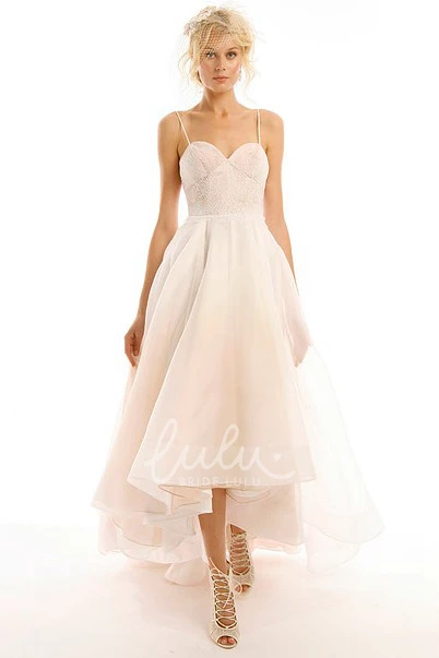 Organza Spaghetti Strap Wedding Dress with Draping